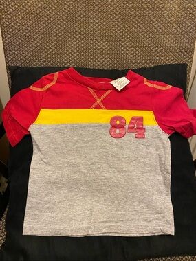 Kid Connection Vintage Red & Gray 84 Short Sleeve Tee with Yellow Stripe (B)